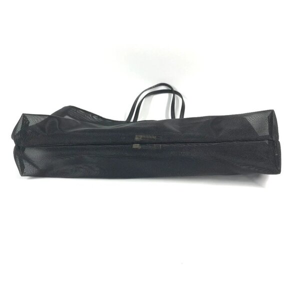 FENDI FF logo mesh big Tote Bag Beach bag Hand Bag Nylon mesh / Leather Black - Picture 13 of 13